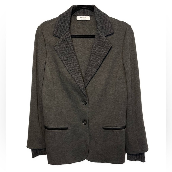 Bailey 44  Long Line Ponte Knit Blazer Cable Knit Accents - Picture 1 of 9
